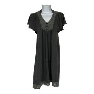Ella Moss Lace Trim Gray Short Sleeve Dress Size S Stylish Femininity